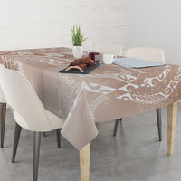 Aloha Hawaii Turtles Floral Tablecloth Taupe Marbles Glaze