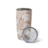 Aloha Hawaii Turtles Floral Tumbler Cup Taupe Marbles Glaze