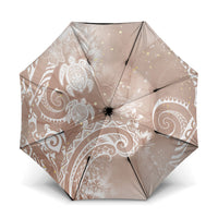 Aloha Hawaii Turtles Floral Umbrella Taupe Marbles Glaze