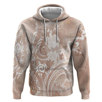 Aloha Hawaii Turtles Floral Zip Hoodie Taupe Marbles Glaze