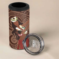 Tahiti Islands Polynesian Plumeria 4 in 1 Can Cooler Tumbler Tahitian Vahine 'Ote'a - Beige LT7 - Polynesian Pride