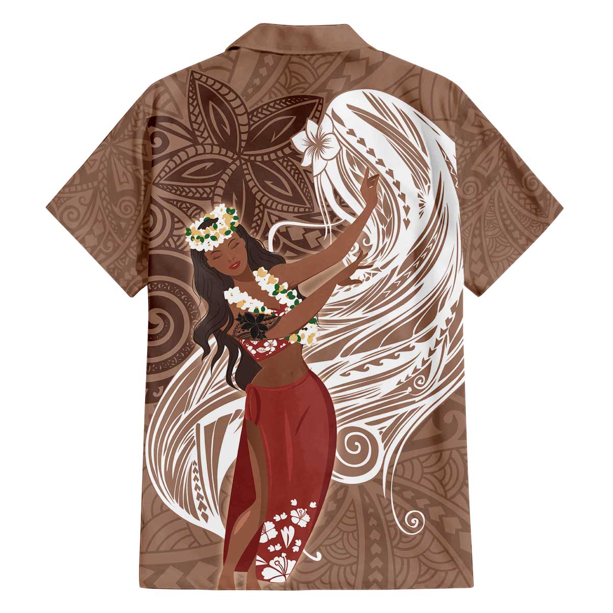 Tahiti Islands Polynesian Plumeria Family Matching Off Shoulder Short Dress and Hawaiian Shirt Tahitian Vahine 'Ote'a - Beige LT7 - Polynesian Pride