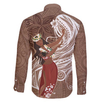 Tahiti Islands Polynesian Plumeria Family Matching Off Shoulder Short Dress and Hawaiian Shirt Tahitian Vahine 'Ote'a - Beige LT7 - Polynesian Pride