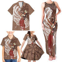 Tahiti Islands Polynesian Plumeria Family Matching Tank Maxi Dress and Hawaiian Shirt Tahitian Vahine 'Ote'a - Beige LT7 - Polynesian Pride