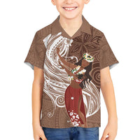 Tahiti Islands Polynesian Plumeria Family Matching Tank Maxi Dress and Hawaiian Shirt Tahitian Vahine 'Ote'a - Beige LT7 Son's Shirt Beige - Polynesian Pride