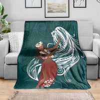 Tahiti Islands Polynesian Plumeria Blanket Tahitian Vahine 'Ote'a - Teal LT7 - Polynesian Pride