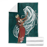 Tahiti Islands Polynesian Plumeria Blanket Tahitian Vahine 'Ote'a - Teal LT7 - Polynesian Pride