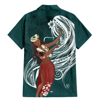 Tahiti Islands Polynesian Plumeria Family Matching Mermaid Dress and Hawaiian Shirt Tahitian Vahine 'Ote'a - Teal