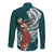 Tahiti Islands Polynesian Plumeria Long Sleeve Button Shirt Tahitian Vahine 'Ote'a - Teal