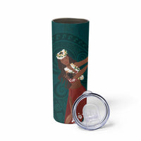 Tahiti Islands Polynesian Plumeria Skinny Tumbler Tahitian Vahine 'Ote'a - Teal LT7 - Polynesian Pride