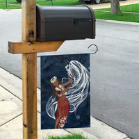 Tahiti Islands Polynesian Plumeria Garden Flag Tahitian Vahine 'Ote'a - Navy Blue