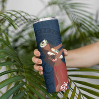 Tahiti Islands Polynesian Plumeria Skinny Tumbler Tahitian Vahine 'Ote'a - Navy Blue LT7 - Polynesian Pride