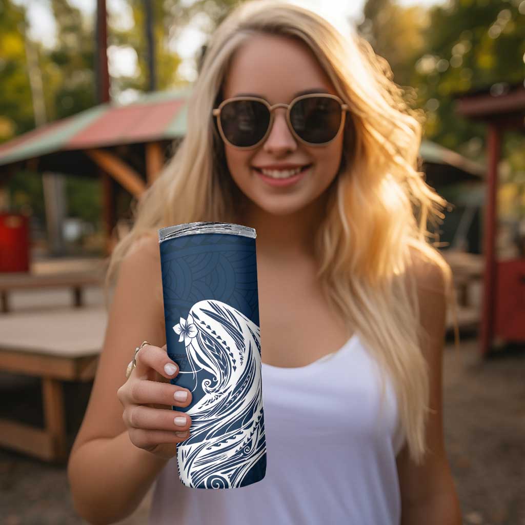 Tahiti Islands Polynesian Plumeria Skinny Tumbler Tahitian Vahine 'Ote'a - Navy Blue LT7 - Polynesian Pride