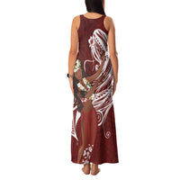 Tahiti Islands Polynesian Plumeria Family Matching Tank Maxi Dress and Hawaiian Shirt Tahitian Vahine 'Ote'a - Scarlet LT7 - Polynesian Pride