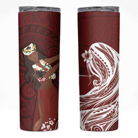 Tahiti Islands Polynesian Plumeria Skinny Tumbler Tahitian Vahine 'Ote'a - Scarlet LT7 Red - Polynesian Pride