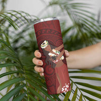 Tahiti Islands Polynesian Plumeria Skinny Tumbler Tahitian Vahine 'Ote'a - Scarlet LT7 - Polynesian Pride