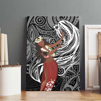 Tahiti Islands Polynesian Plumeria Canvas Wall Art Tahitian Vahine 'Ote'a - Black