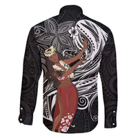 Tahiti Islands Polynesian Plumeria Family Matching Off Shoulder Short Dress and Hawaiian Shirt Tahitian Vahine 'Ote'a - Black LT7 - Polynesian Pride