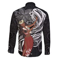 Tahiti Islands Polynesian Plumeria Family Matching Tank Maxi Dress and Hawaiian Shirt Tahitian Vahine 'Ote'a - Black LT7 - Polynesian Pride