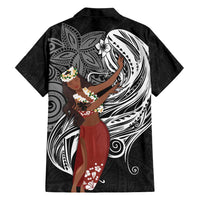 Tahiti Islands Polynesian Plumeria Hawaiian Shirt Tahitian Vahine 'Ote'a - Black