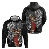 Tahiti Islands Polynesian Plumeria Hoodie Tahitian Vahine 'Ote'a - Black LT7 - Polynesian Pride