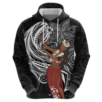 Tahiti Islands Polynesian Plumeria Hoodie Tahitian Vahine 'Ote'a - Black LT7 - Polynesian Pride
