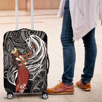 Tahiti Islands Polynesian Plumeria Luggage Cover Tahitian Vahine 'Ote'a - Black