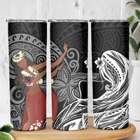 Tahiti Islands Polynesian Plumeria Skinny Tumbler Tahitian Vahine 'Ote'a - Black LT7 - Polynesian Pride