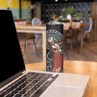 Tahiti Islands Polynesian Plumeria Skinny Tumbler Tahitian Vahine 'Ote'a - Black LT7 - Polynesian Pride