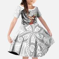Tahiti Islands Polynesian Plumeria Family Matching Puletasi and Hawaiian Shirt Tahitian Vahine 'Ote'a - White LT7 Daughter's Dress White - Polynesian Pride