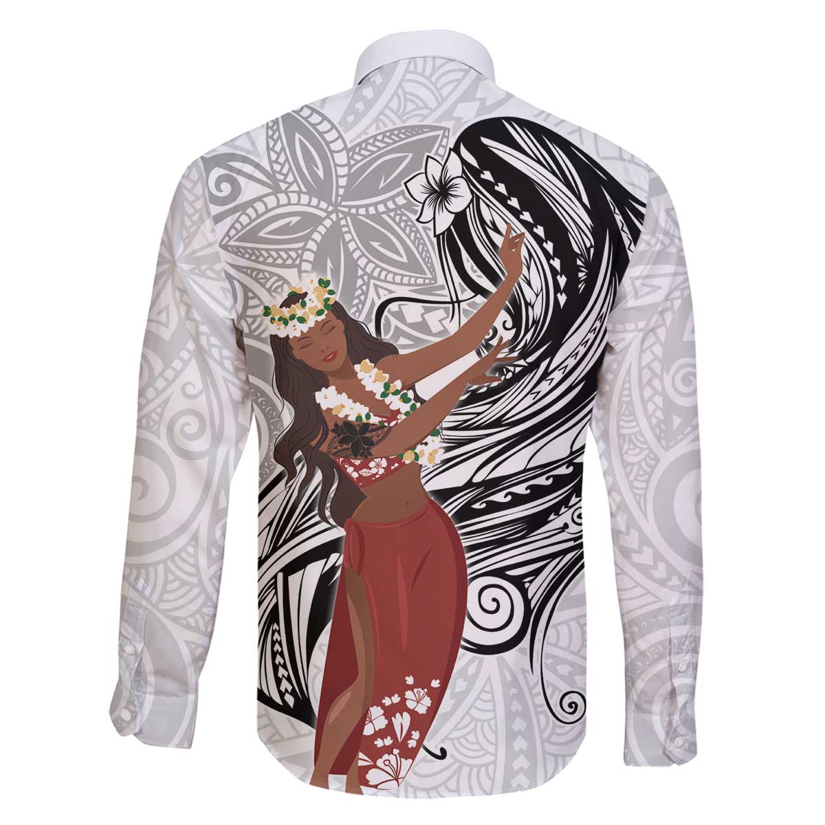 Tahiti Islands Polynesian Plumeria Family Matching Puletasi and Hawaiian Shirt Tahitian Vahine 'Ote'a - White LT7 - Polynesian Pride