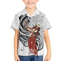 Tahiti Islands Polynesian Plumeria Family Matching Puletasi and Hawaiian Shirt Tahitian Vahine 'Ote'a - White LT7 Son's Shirt White - Polynesian Pride