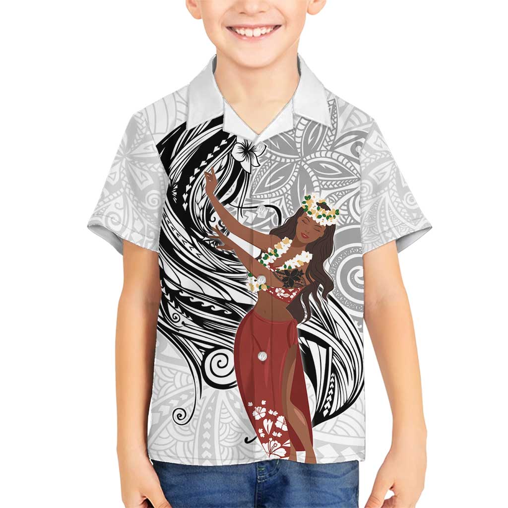 Tahiti Islands Polynesian Plumeria Family Matching Tank Maxi Dress and Hawaiian Shirt Tahitian Vahine 'Ote'a - White LT7 Son's Shirt White - Polynesian Pride