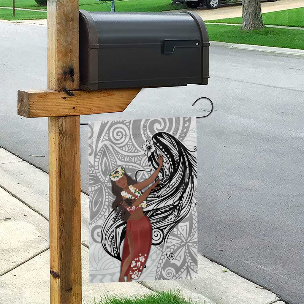 Tahiti Islands Polynesian Plumeria Garden Flag Tahitian Vahine 'Ote'a - White