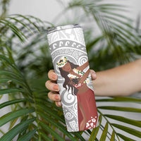 Tahiti Islands Polynesian Plumeria Skinny Tumbler Tahitian Vahine 'Ote'a - White LT7 - Polynesian Pride