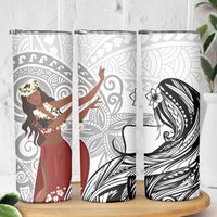 Tahiti Islands Polynesian Plumeria Skinny Tumbler Tahitian Vahine 'Ote'a - White LT7 - Polynesian Pride