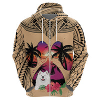 Polynesian Hoodie Dog Lover With Samoyed - Sunset At The Beach LT7 - Polynesian Pride