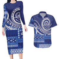 Queen Salote College 100th Anniversary Couples Matching Long Sleeve Bodycon Dress and Hawaiian Shirt QSC Royal Girls LT7 Royal Blue - Polynesian Pride