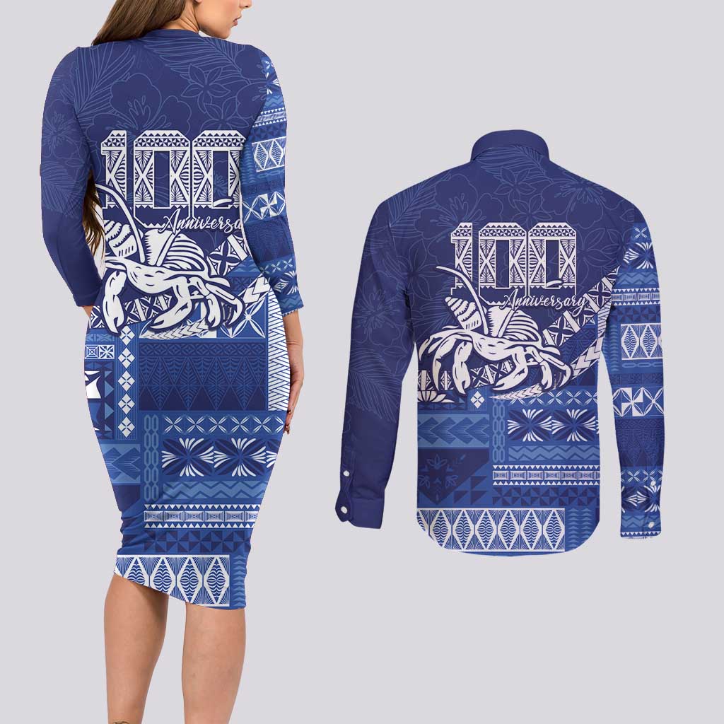 Queen Salote College 100th Anniversary Couples Matching Long Sleeve Bodycon Dress and Long Sleeve Button Shirt QSC Royal Girls LT7 - Polynesian Pride