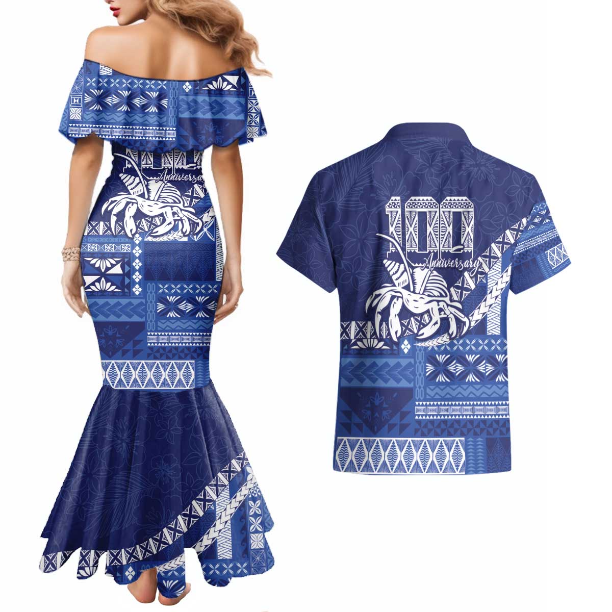 Queen Salote College 100th Anniversary Couples Matching Mermaid Dress and Hawaiian Shirt QSC Royal Girls LT7 - Polynesian Pride