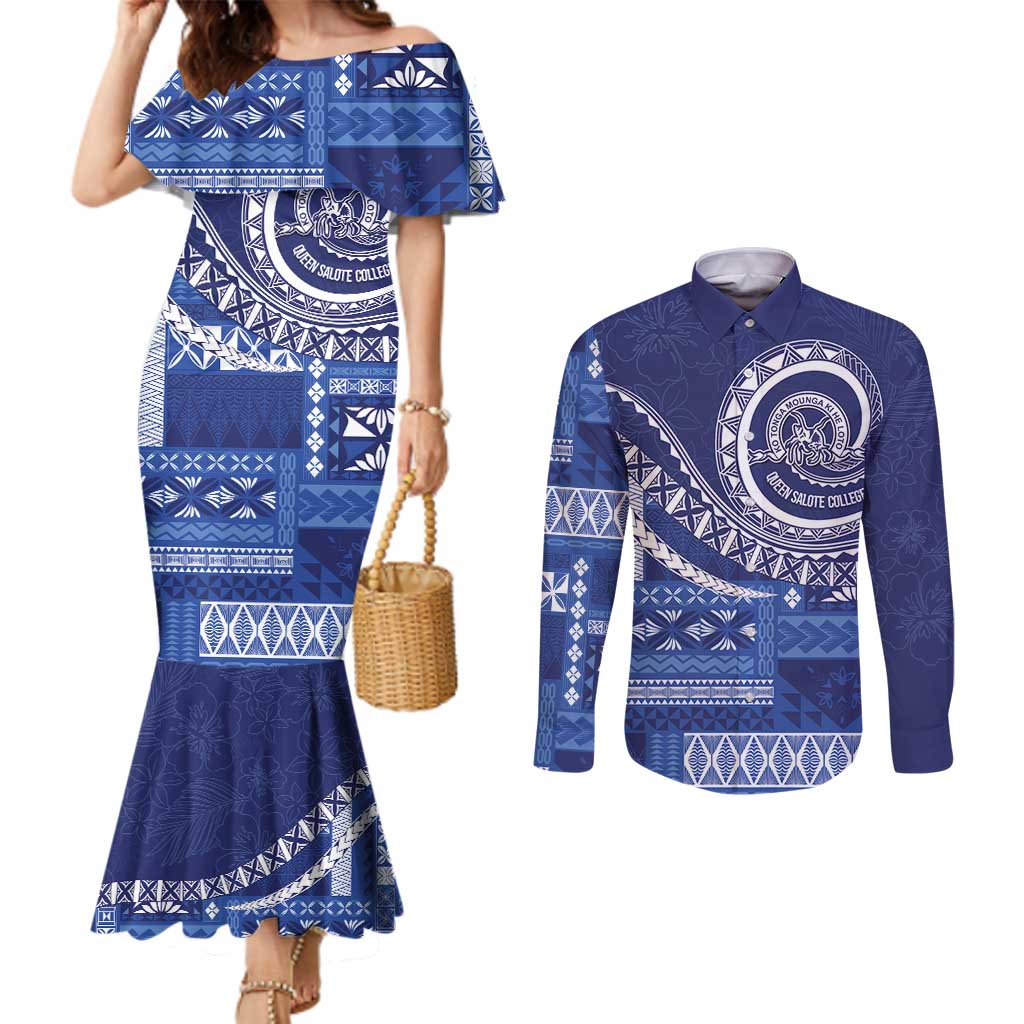 Queen Salote College 100th Anniversary Couples Matching Mermaid Dress and Long Sleeve Button Shirt QSC Royal Girls - Polynesian Pride