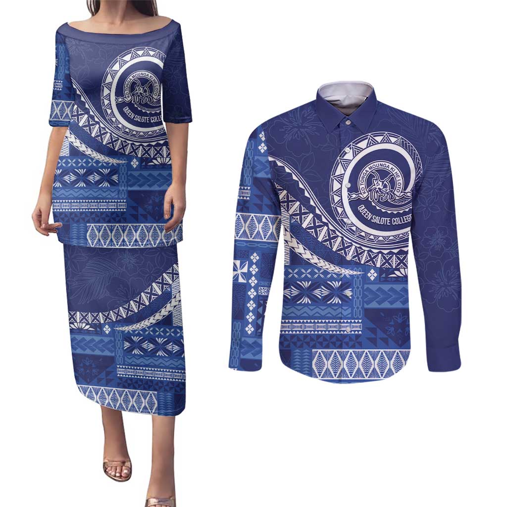 Queen Salote College 100th Anniversary Couples Matching Puletasi and Long Sleeve Button Shirt QSC Royal Girls - Polynesian Pride