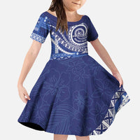 Queen Salote College 100th Anniversary Family Matching Long Sleeve Bodycon Dress and Hawaiian Shirt QSC Royal Girls LT7 Daughter's Dress Royal Blue - Polynesian Pride
