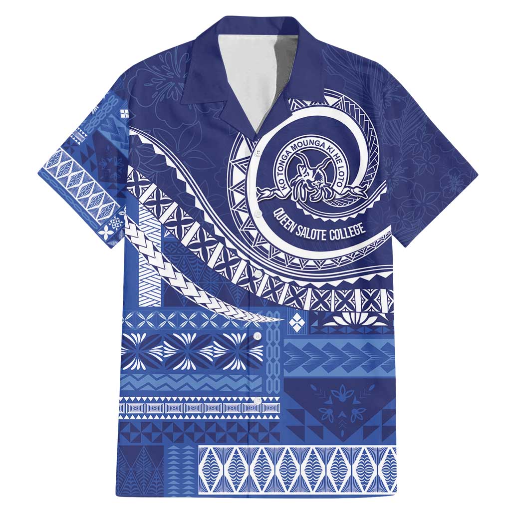 Queen Salote College 100th Anniversary Family Matching Mermaid Dress and Hawaiian Shirt QSC Royal Girls LT7 Dad's Shirt - Short Sleeve Royal Blue - Polynesian Pride