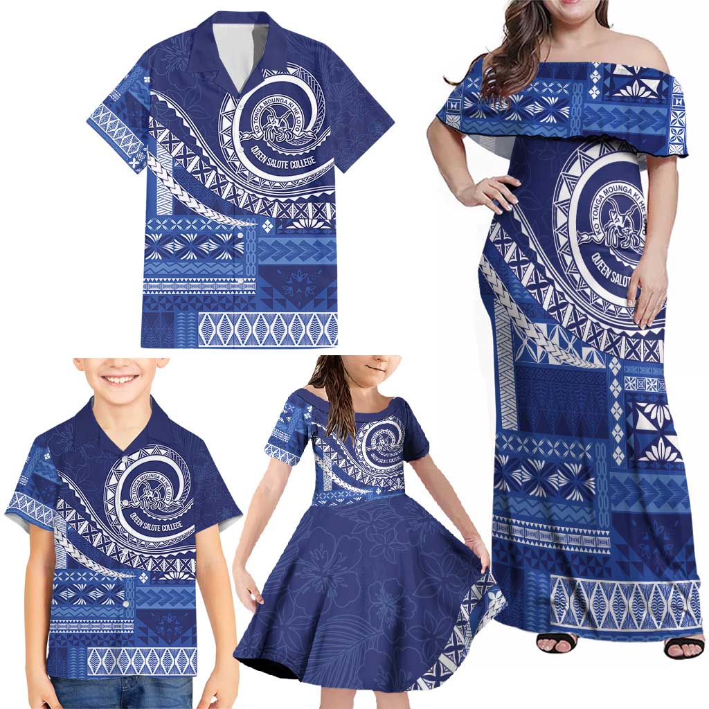 Queen Salote College 100th Anniversary Family Matching Off Shoulder Maxi Dress and Hawaiian Shirt QSC Royal Girls LT7 - Polynesian Pride