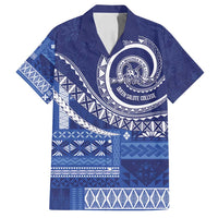 Queen Salote College 100th Anniversary Family Matching Tank Maxi Dress and Hawaiian Shirt QSC Royal Girls LT7 Dad's Shirt - Short Sleeve Royal Blue - Polynesian Pride