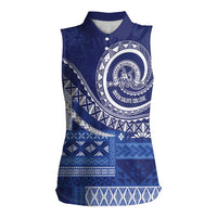 Queen Salote College 100th Anniversary Women Sleeveless Polo Shirt QSC Royal Girls LT7 Female Royal Blue - Polynesian Pride