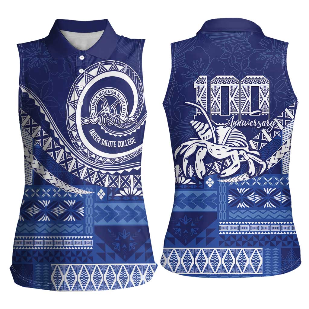 Queen Salote College 100th Anniversary Women Sleeveless Polo Shirt QSC Royal Girls LT7 - Polynesian Pride