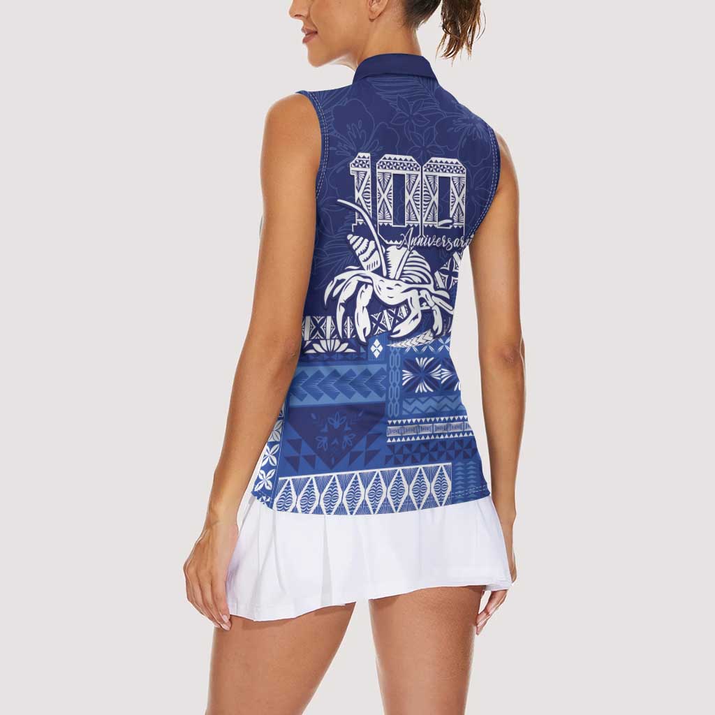 Queen Salote College 100th Anniversary Women Sleeveless Polo Shirt QSC Royal Girls LT7 - Polynesian Pride