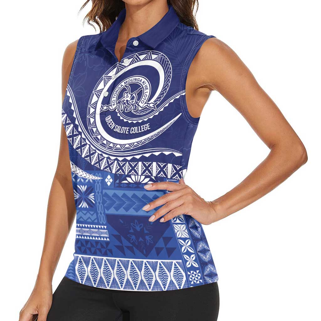 Queen Salote College 100th Anniversary Women Sleeveless Polo Shirt QSC Royal Girls LT7 - Polynesian Pride